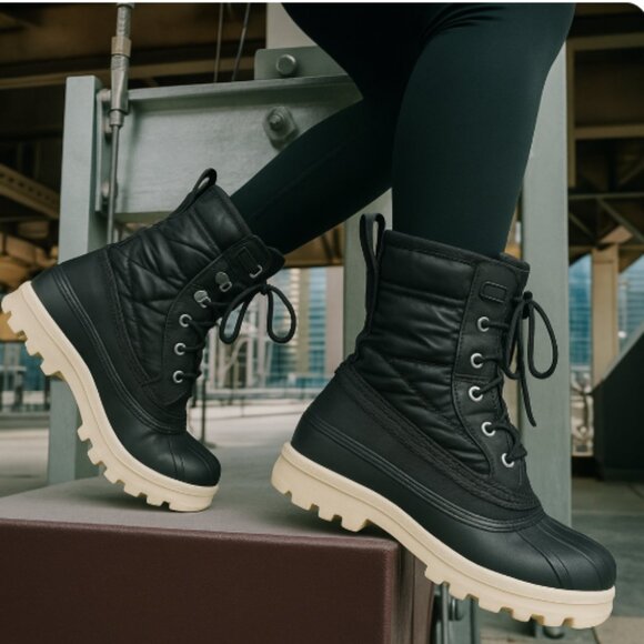 NEW SOREL Caribou Royal Waterproof Boots Black/Chalk for women 2511 8S4 - Picture 1 of 6